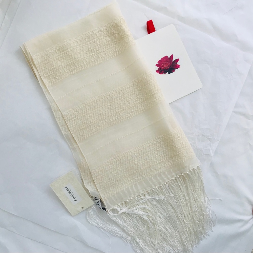 Georgio Armani Le Collezioni fringe wrap scarf.